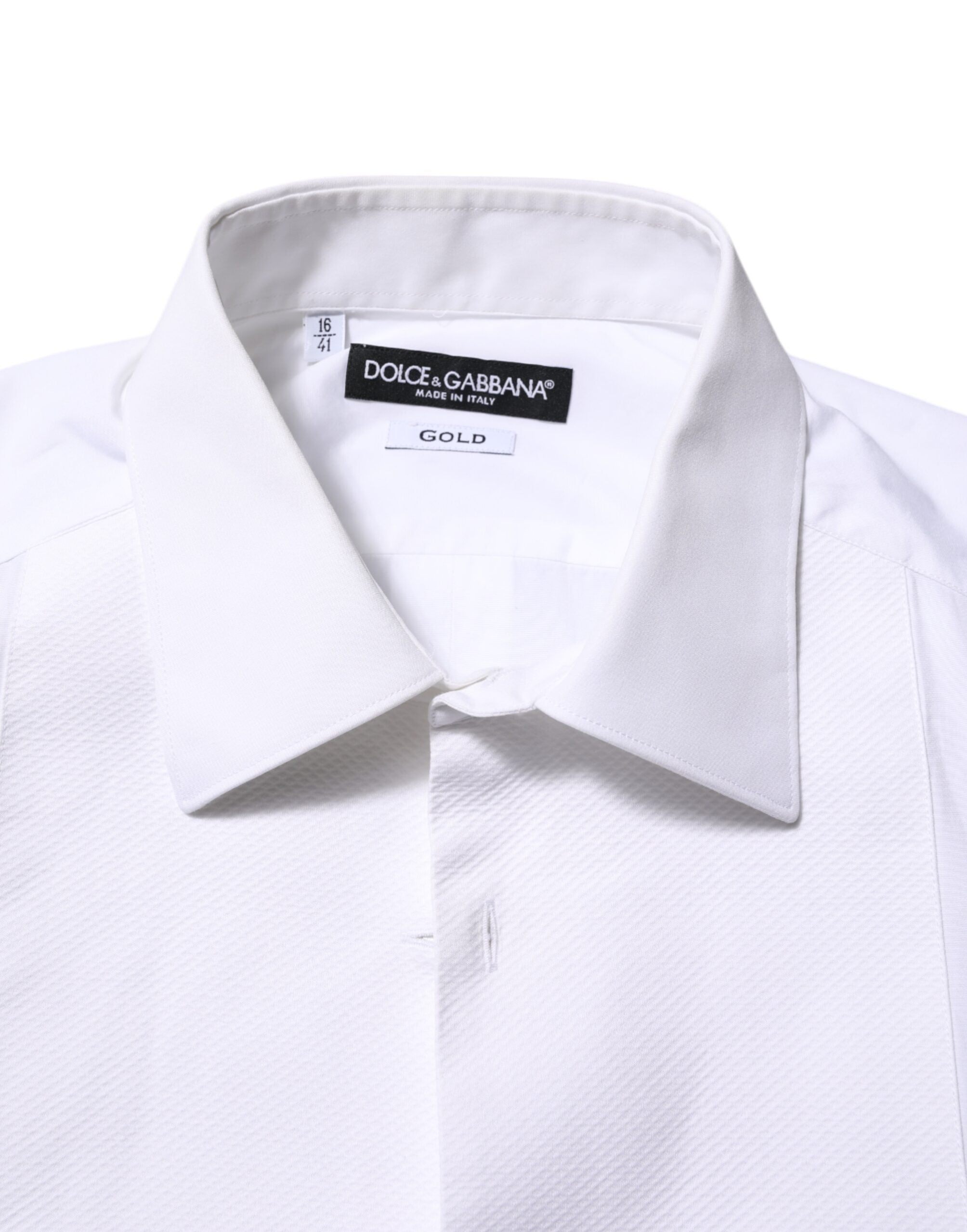 Dolce & Gabbana Beyaz Pamuklu Poplin Altın Resmi Gömlek